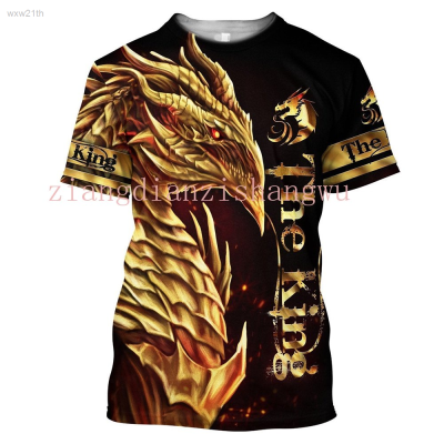 2023 Casual Short Sleeved T-shirt with 3d Dragon Viking Tattoo, Hip-hop Style, Suitable for Men Unisex