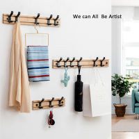 Wall Mounted Coat Hook Wooden Rack Space Saving Clothes Robe Towel Hanger Hat Bag Hooks Living Bedroom Bathroom Hanger Shelf