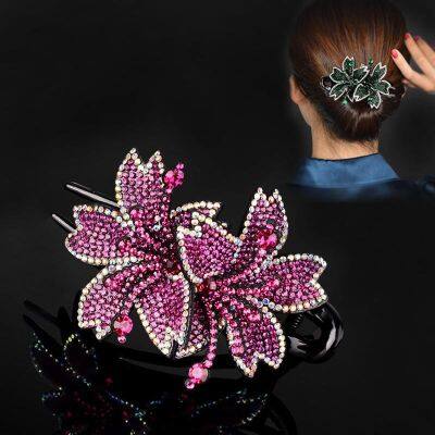 Colorful Rhinestone Large Duck Bill Clip Gifts for Mom New Fashion Flower Hair Accessories