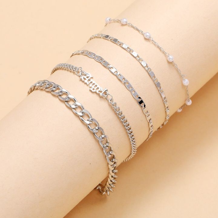 5pcs-trendy-chain-bracelet-set-for-women-angel-letter-gold-silver-color-link-chain-bangle-female-fashion-jewelry-gift