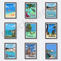 Nice France  Thailand  London  Krakow  Sardinia  Naples Italy  Aruba  Madeira  St Lucia Caribbean  Catalina Island travel poster Nails Screws Fastener