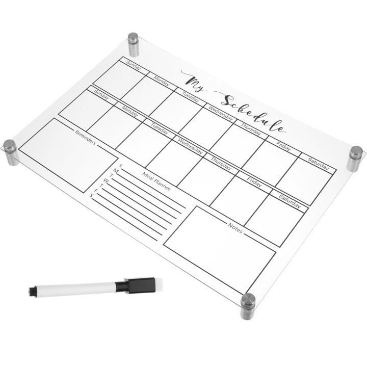 กระดานดำกระดานไวท์บอร์ดอะคริลิกลบแห้งขาวโต๊ะทำงานกระจกกระดานวางแผนรายสัปดาห์
