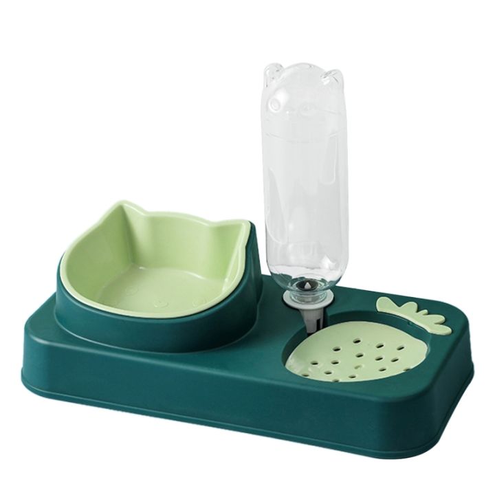 2-in-1-pet-tableware-ชามอาหารสุนัข-no-spill-automatic-water-dispenser-combo-set-สำหรับแมวชามสูง