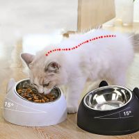 Dog Cat Bowl Cat Feeder 15 Degrees Raised Pet Food Drinker Bowls for Cats Dogs Stainless Steel Puppy Dog Bowl Pet Accessories