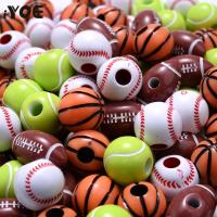 iYOE 20-100pcs Sport Rugby Tennis Basketball Beads Spacer Acrylic Beads For Making Bracelet Necklace DIY Craft Jewelry Supplies