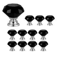 12 Pcs Diamond Drawer Knobs Pulls Handles Kitchen Cabinet Knobs Dresser Knobs Black