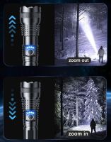 LED strong light flashlight  zoom outdoor lighting  adjustable focus  30W high power  night fishing night riding emergency Rechargeable  Flashlights