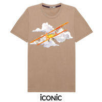 iCONiC YELLOW PLANE BROWN T-SHIRT #5872 เสื้อยืด สีโอวัลติน พิมพ์ลาย เครื่องบิน สีเหลือง เสื้อยืดพิมพ์ลาย เสื้อยืดแฟชั่น เสื้อยืดผญ เสื้อยืดผช