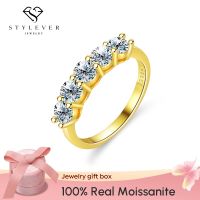 แหวนมอยส์ซอไนต์สไตล์1.5CT ทอง18K สำหรับผู้หญิง925อัญมณีแต่งงานสีเงิน