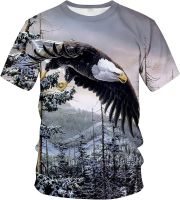 Liohans Mens Animal Eagle 3D Printed T-Shirt Casual Round Neck Short Sleeve Tee Shirt