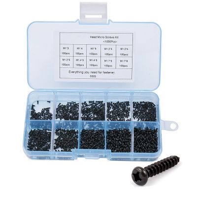 500/1000pcs/set M1 M1.2 M1.4 M1.7 Mix Pa Phillips Head Micro Screws Round Head Self-tapping Electronic Small Wood Screws Kit