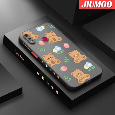 เคส JIUMOO สำหรับ Realme 3 3i 3 Pro,เคสมีน้ำค้างแข็งโปร่งใสแข็งกันกระแทกลายหมีน่ารักขอบด้านข้างเคสโทรศัพท์ซิลิโคนแฟชั่นทรงสี่เหลี่ยมจัตุรัสเคสป้องกันกล้องคลุมทั้งหมด