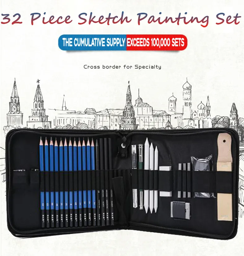 Sketching and Drawing Pencils Set, 37-Piece Professional Sketch Pencils Set  in Zipper Carry Case, Drawing Kit Art Supplies with Graphite Charcoal  Sticks Tool Sketch Book for Adults Kids by