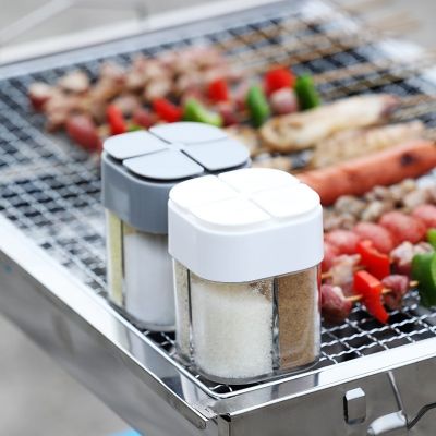4 1 seasoning jar with lid transparent dispenser compartment outdoor cooking barbecue salt and pepper shaker