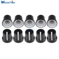 ❦ 10 Pcs WH148 knob 6mm Shaft Hole Dia Plastic Threaded Knurled Potentiometer Knobs Caps