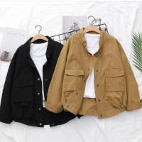 Selly BIG POCKET PARKA Plain Canvas Jacket