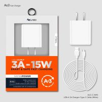 Ao3ชุดหัวปลั๊กชาร์จเร็ว3A 3AWall Charge 15W 1 Port พร้อมสาย Micro USB &amp;Type-C&amp; iPhone