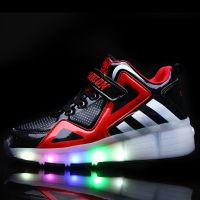 ไฟ LED รองเท้า Heelys LED รองเท้าเด็กรองเท้าเด็กรองเท้าเด็กรองเท้าเรืองแสง LED Children Shoes