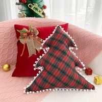 Christmas Pillow Flannel Bow Sofa Lumbar Chair Back Cushion Office Sedentary Waist Protector Pillow Bedroom Home Decoration