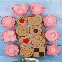 Cookie Cutters 8ชิ้นเซ็ต Jam แซนวิช Jam แซนวิชพลาสติก3D Pressable บิสกิตแม่พิมพ์คุกกี้แสตมป์ครัวเบเกอรี่ Pastry Bakeware