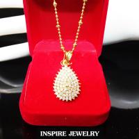 INSPIRE JEWELRY จี้เพชรสวิสรูปหยดน้ำ งานจิวเวลลี่ พร้อมสร้อยคอและกล่อง หรือจะเลือกแต่จี้พร้อมกล่อง