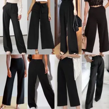 Buy Women Black Full Length Wide Leg Pants Spring Female Straight