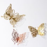 ✐▨┅ 12Pcs/Set 3D Hollow Butterfly Wall Sticker Cake Decor Toppers Wedding Decoration Living Room Home Decor Butterflies Stickers