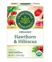 Traditional ​Medicinals​  ? Hawthorn Hibiscus? Organic tea Caffeine Free, 16 Wrapped Tea Bags