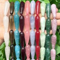 10x30mm Faceted Water Drop Shape Stone Natural Smoky Quartz Angelite Garnet Agates Loose Beads for Jewelry Making DIY Bracelet