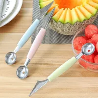 Fruit Digger Stainless Steel Fruit Digger Ice Cream Dessert Spoon Cut Watermelon Dividing Carving Knife Kitchen Tools Graters  Peelers Slicers