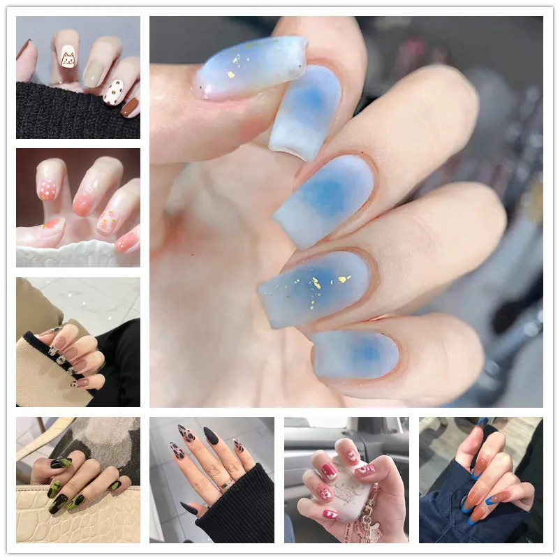 Upgrade Your Look With 24pcs Adhesive Wearable Nail Stickers, Cute