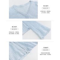 Monroe 8 Colors Korean ashion Thin section Casual All-match V-neck knitting Long sleeve Crop top Cardigan