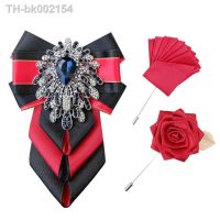 ┇ Original Bow Tie Brooch Set Luxury Rhinestone Jewelry High-end Business Formal Dress Bowtie Pins Men Wedding Accessories