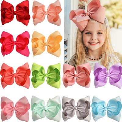 202112 Pcs 8" Grosgrain Ribbon Large Bows Durable Metal Alligator Clip No Fraying No Slipping Pinwheel Bow Clips For Girls Toddlers