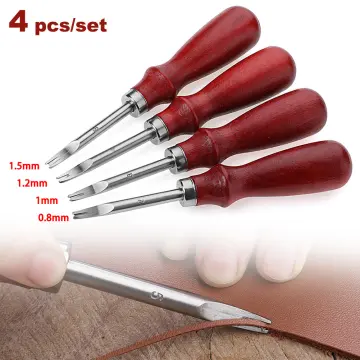 4Pcs DIY Leather Tooling kit Stainless Steel Groover Leather Trencher  Leather Carving Tool Leather Craft Tools