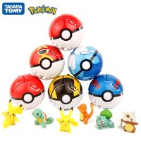 TOMY Pokemon Elf-Ball Pikachu Pokeball Poke Pika + 1pcs Tiny Action Figures Inside Toys Ball Cosplay Gift