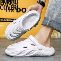 original ENRICO COVERI Slippers Mens summer outer wear Baotou hole shoes stepping on feces feeling non-slip thick-soled two-wear sandals