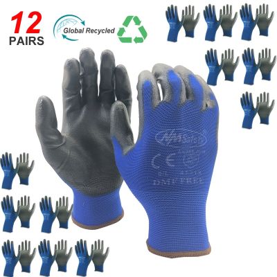 NMSAFETY 12 Pairs Working Men or Polyester Safety Gloves Supplies