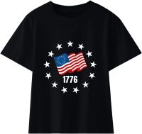 Kids USA Flag Kid Toddler Shirts 4th of July 3D Graphic Printed Tees Boys Girls Novelty Fashion Short (Black, 8-9 Years)