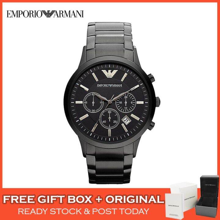 Chính Hãng] Emporio Armani Classic Chronograph Mặt Số Màu Đen Steel Đồng Hồ  Nam Jam Tangan Lelaki AR2453 