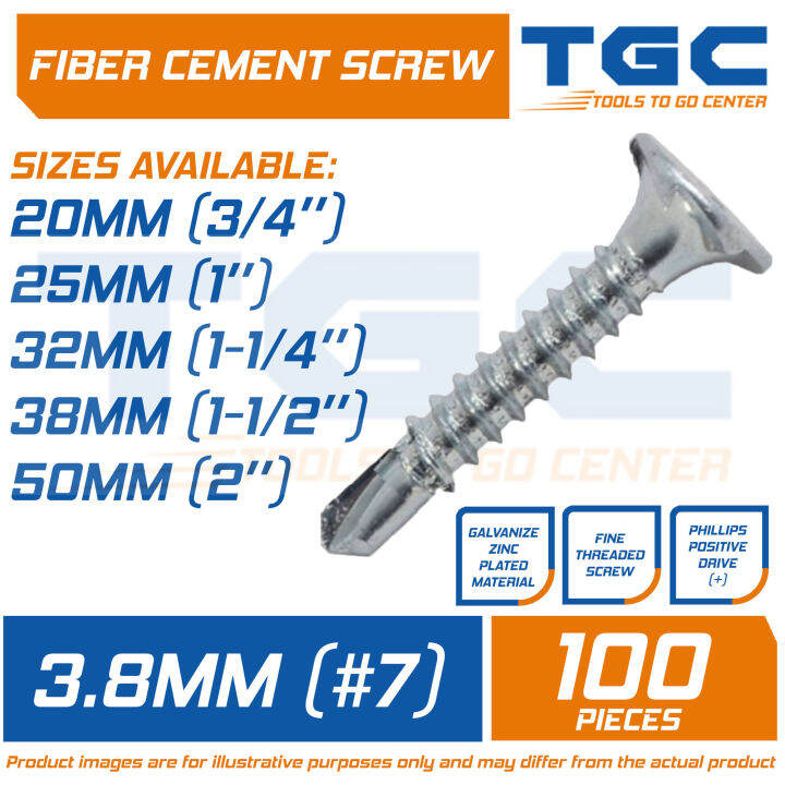 100PCS Window Screw 3/4 2 inches Self Drilling also called Hardiflex