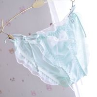 Japanese Style Fresh Ice Silk Ruffled Princess Triangle Girl Cute Lace-up Lace-up Womens Underwear