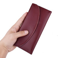 กระเป๋าสตางค์หนังแท้ผู้หญิง Hasp Long Wallet For 11 Slots Cards Holder Female Soft Purse Simple Trifold Design Money Bag