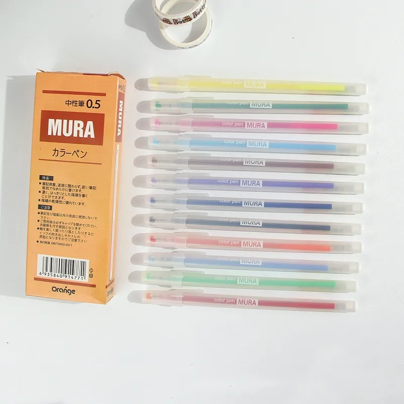 12 Color/Box Multicolour Gel Pens Journal Diary Annotation Drawing