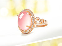 TANITTgemsแหวนนากประดับพลอยตาแมวสีชมพูใส่เสริมดวงด้านความรัก