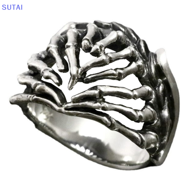 💖【Lowest price】SUTAI แหวนรูปผีนรกสำหรับผู้ชายผู้หญิงแนววินเทจแหวนทรงกรงเล็บแนวพังก์แนวโบฮีเมียนของขวัญสำหรับงานปาร์ตี้