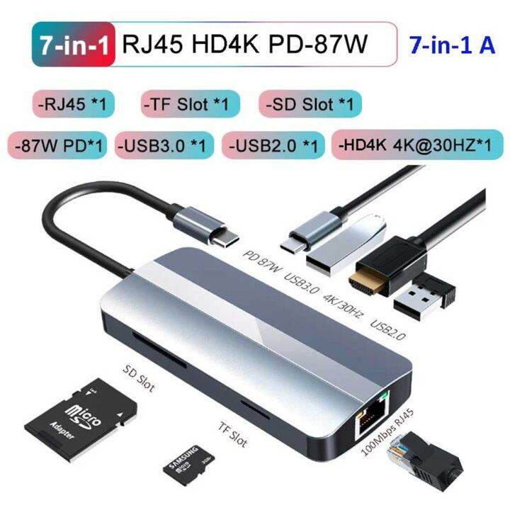 mzx-usb-แท่นวางมือถือ3-0-2-0ฮับตัวแยกชนิด-c-3-0ปลั๊กหลายรูพอร์ตหลาย-usbc-tf-การ์ดรีดเดอร์-sd-pd-100w-87w-vga-feona