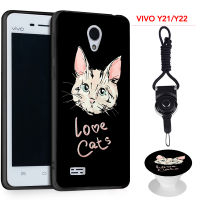 เคสโทรศัพท์สำหรับ VIVO Y21/Y22 // Y25,เคสซิลิโคนเต็มรูปแบบเคสหลังป้องกันการตกป้องกันรอยขีดข่วนฟรีของขวัญที่วางโทรศัพท์และเชือก