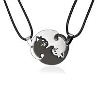 Couples Jewelry Necklaces Black white Couple Necklace Titanium Steel animal cat Pendants Necklace