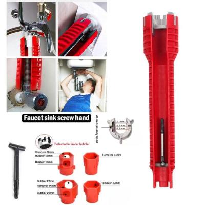 14 in 1 Multifunctional Faucet Wrench Adjustable Faucet Bathroom Simply Tool For Kitchen Water Tool Repair Installation Sink and Rotate Pipe Wrench Apply U1A6